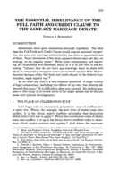 The essential irrelevance of the full faith and credit clause to the same-sex marriage debate