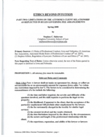 Ethics beyond intuition: Limitations on the attorney client relationship as reflected in rules governing fee arrangements