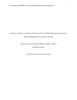 Evaluation of Barriers to Administering Evidence-Based Fall Risk Education and Screening to Older Adult Populations by Healthcare Providers