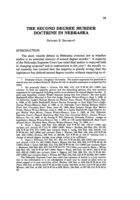 Second degree murder doctrine in Nebraska