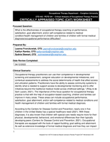 What is the effectiveness of occupational therapy coaching on performance, satisfaction, goal attainment, and/or self-competence related to medical condition/health management of children and families of children with formal medical diagnosis/occupational performance difficulties?