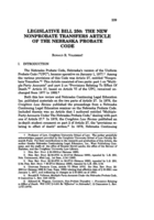 Legislative bill 250: The new nonprobate transfers article of the Nebraska Probate Code