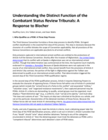 Understanding the distinct function of the combatant status review tribunals: A response to Blocher