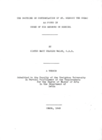The Doctrine on Contemplation of St. Gregory the Great as Found in Three of His Sermons on Ezekiel