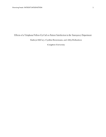 Effects of Telephone Follow up Call on Patient Satisfaction in the Emergency Department
