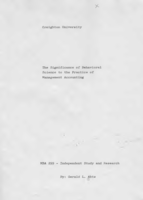 The Significance of Behavioral Science to the Practice of Management Accounting