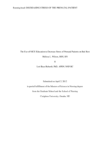 The Use of NICU Education to Decrease Stress of Prenatal Patients on Bed Rest