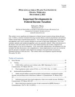 Important developments in federal income taxation