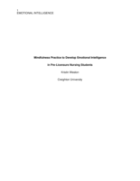 Mindfulness Practice to Develop Emotional Intelligence in Pre-Licensure Nursing Students