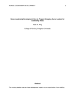 Nurse Leadership Development: How to Prepare Emerging Nurse Leaders for Leadership Roles
