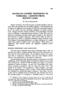 Handling expert testimony in Nebraska: Lessons from recent cases