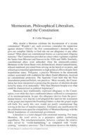 Mormonism, philosophical liberalism, and the Constitution