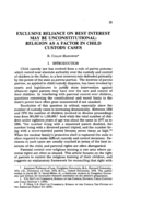 Exclusive reliance on best interest may be unconstitutional: Religion as a factor in child custody cases