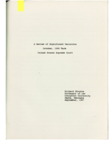 A Review of Significant Decisions October, 1986 Term United States Supreme Court