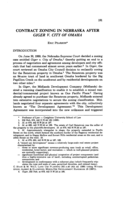 Contract zoning in Nebarska after Giger v. City of Omaha