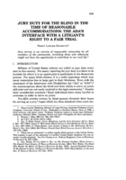 Jury duty for the blind in the time of reasonable accommodations: The ADA's interface with a litigant's right to a fair trial