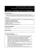 What is the effectiveness of assistive technology in the ability to enhance performance of occupations in individuals with autism spectrum disorder (ASD)?