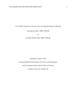 Use of NICU Education to Decrease Stress for High Risk Pregnant Women on Bed Rest