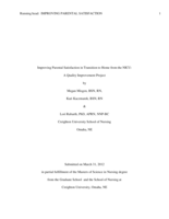 Improving Parental Satisfaction in Transition to Home from the NICU:   A Quality Improvement Project
