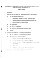 Original understanding of the full faith and credit clause and the Defense of Marriage Act
