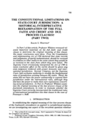 Constitutional limitations on state-court jurisdiction: A historical-interpretative reexamination of the full faith and credit and due process clauses (Part Two)