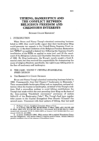 Tithing, bankruptcy and the conflict between religious freedom and creditor's interests