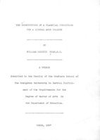 The Construction of a Classical Curriculum for a Liberal Arts College