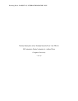 Parental Interaction in the Neonatal Intensive Care Unit (NICU)