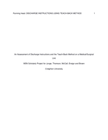 An Assessment of Discharge Instructions and the Teach-Back Method on a Medical/Surgical Unit
