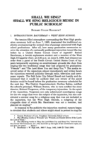 Shall we sing?: Shall we sing religious music in public schools?