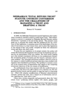 Nebraska'a "total return trust" statute: Unitrust conversion and the challenges of managing a trust and drafting a trust