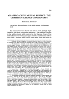 An approach to mutual respect: The Christian schools controversy