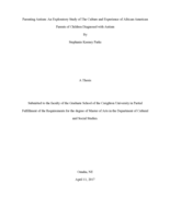 Parenting Autism: An Exploratory Study of The Culture and Experience of African-American Parents of Children Diagnosed with Autism