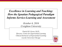 Excellence in Learning and Teaching: How the Ignatian Pedagogical Paradigm Informs Service-Learning and Assessment. (keynote)