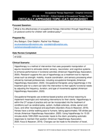 What is the effectiveness of occupational therapy intervention through hippotherapy on postural control for children with cerebral palsy? 