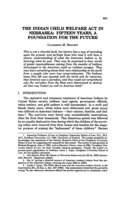 The Indian Child Welfare Act in Nebraska: Fifteen years, a foundation for the future