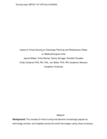 Impact of virtual nursing on discharge planning and readmission rates on medical/surgical units