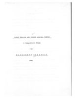 Early English and French Lyrical Poetry: A Comparative Study