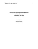 The Effect of the Implementation of Early Mobilization  on Patient Outcomes in the Intensive Care Setting