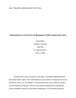 Implementation of a Protocol for the Management of Mild Traumatic Brain Injury