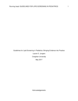 Guidelines for Lipid Screening in Pediatrics: Bringing Evidence into Practice