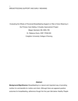 Evaluating the Effects of Perceived Breastfeeding Support on Risk of Early Weaning in the Primary Care Setting: A Quality Improvement Project
