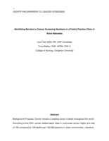 Identifying Barriers to Cancer Screening Numbers in a Family Practice Clinic in Rural Nebraska