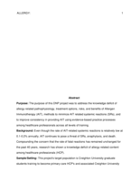 Allergy: Assessment, Education, Screening, Implementation & Adherence to Current Clinical Guidelines
