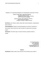 Integration of 12 Lead Electrocardiograms into Preparticipation Sports Screenings to Reduce the Incidence of Sudden Cardiac Death in High School Athletes