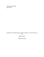 Development of a Stroke Education Program for Women in a Rural Primary Care Clinic
