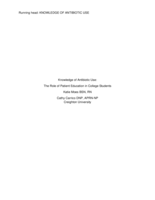Knowledge of Antibiotic Use:  The Role of Patient Education in College Students