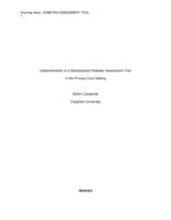 Implementation of a Standardized Diabetes Assessment Tool  In the Primary Care Setting