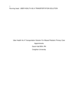 Uber Health As A Transportation Solution For Pediatric Primary Care Appointments
