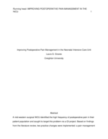 Improving Postoperative Pain Management in the Neonatal Intensive Care Unit